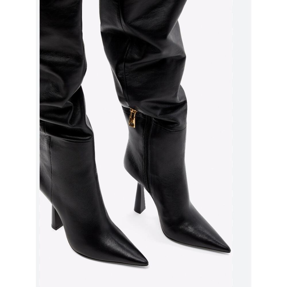 Good American Carla Black Faux Leather Over The Knee Slouchy Boots Women's 7.5 - Picture 4 of 9